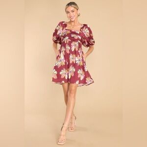 NWT CROSBY Mollie Burch Hunter Puff Sleeve Babydoll Mini Dress Gallery Floral, S
